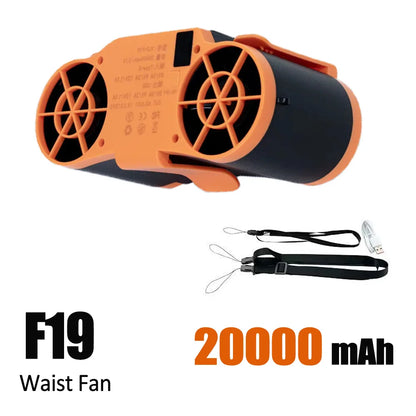 Rechargeable Waist Clip Fan 30000mAh 7 Speed