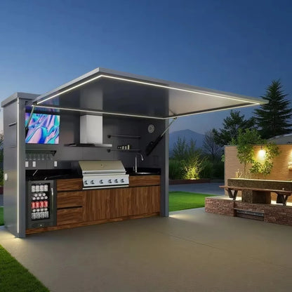 Garden Kitchen with Modular Cabinets and Grill