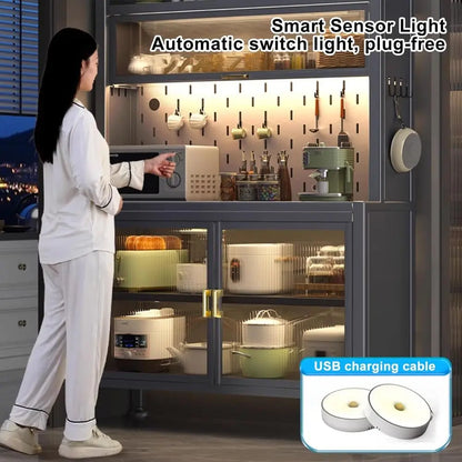 Microwave Stand with Storage Cabinet, Double Door
