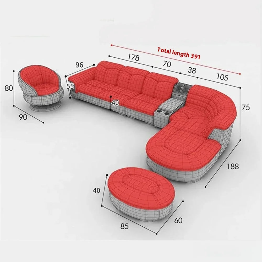 Luxury L-Shaped Genuine Leather Sectional Sofa