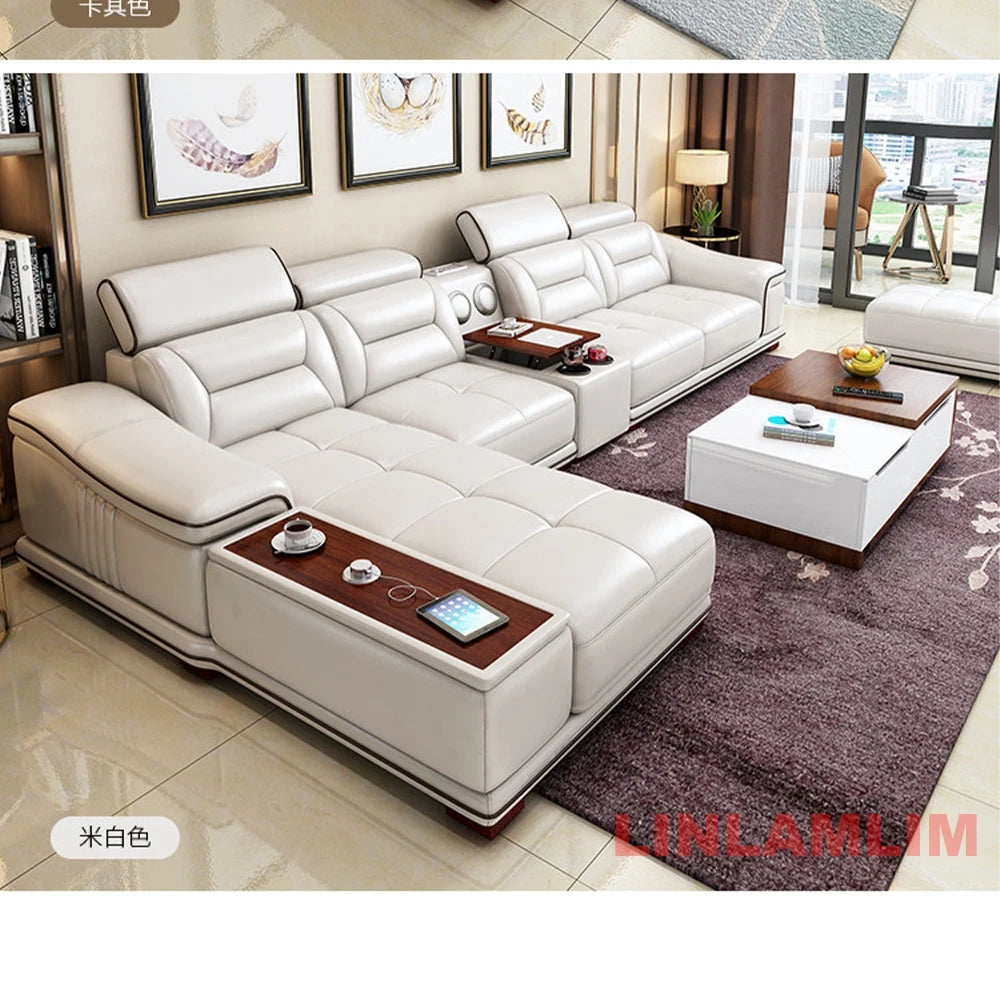 Italinan Genuine Leather L-Shaped Sectional Sofa