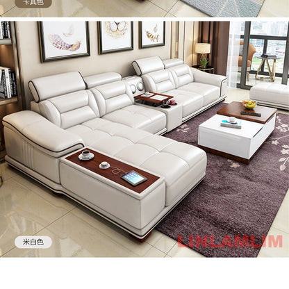 Italinan Genuine Leather L-Shaped Sectional Sofa