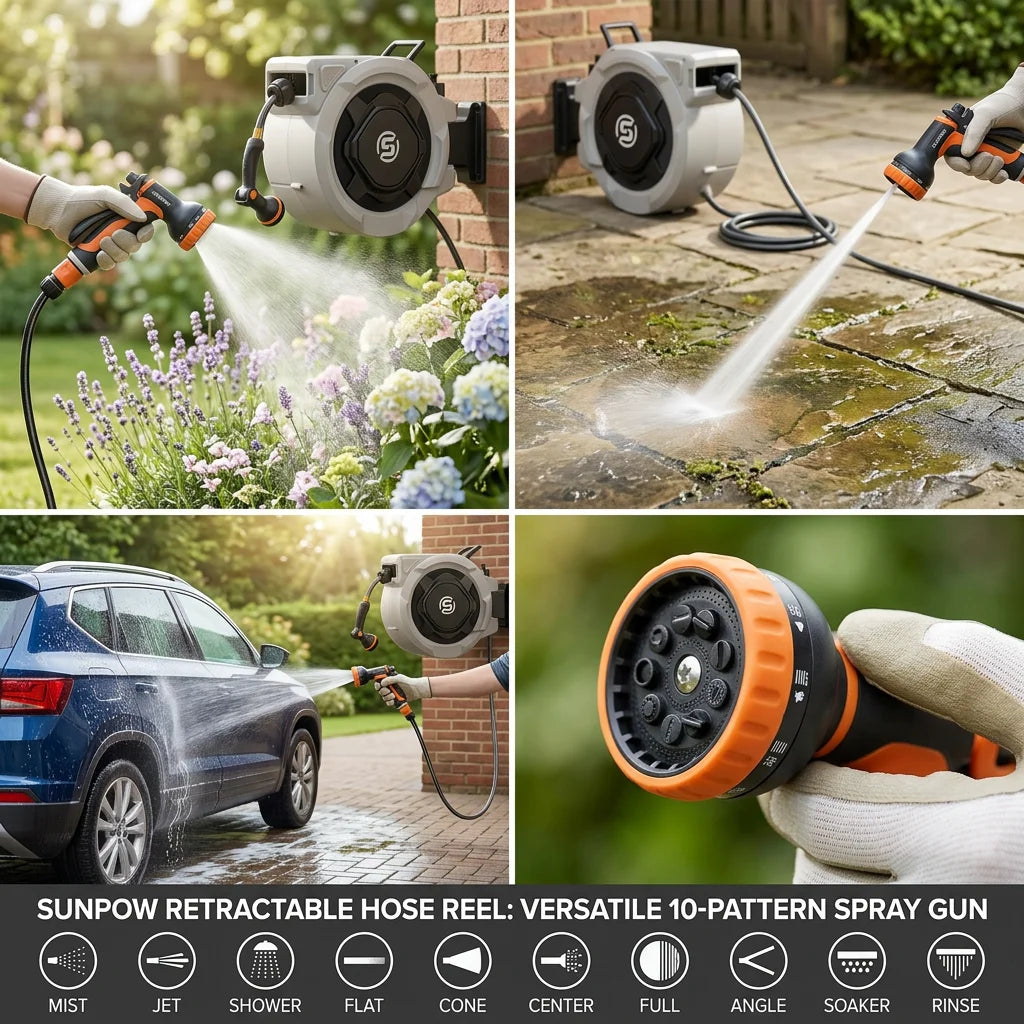 SUNPOW Retractable Garden Hose Reel,5/8in×100FT