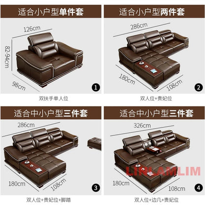 Italinan Genuine Leather L-Shaped Sectional Sofa