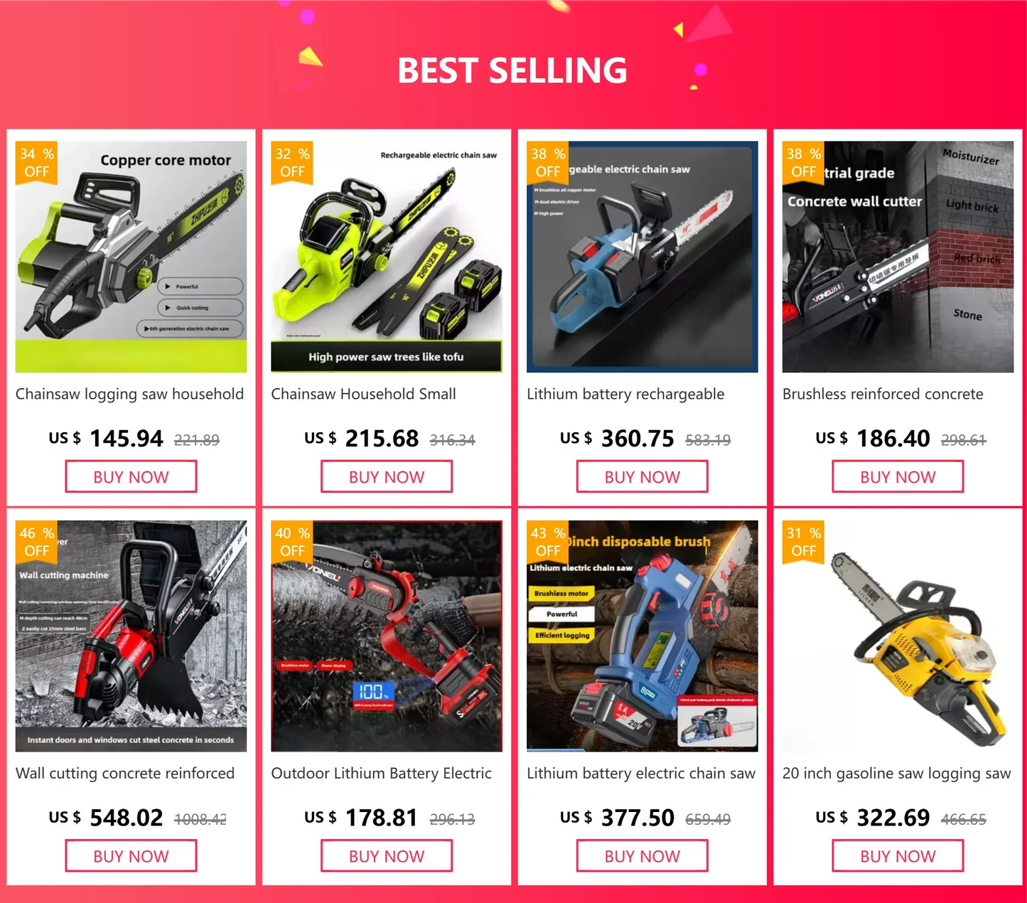 Rechargeable Electric Chainsaw High Power Lithium