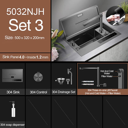Nanometer Flip Cover Hidden Kitchen Sinks