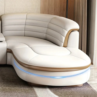 Luxury L-Shaped Genuine Leather Sectional Sofa
