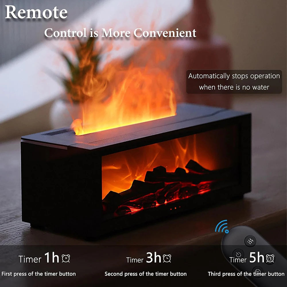 Flame Essential Oil Diffuser, 3D Flame Fireplace