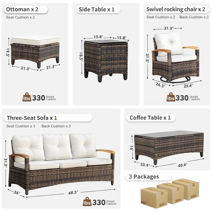 7 Pieces Patio Furniture Sets,PE Wicker Outdoor Furniture