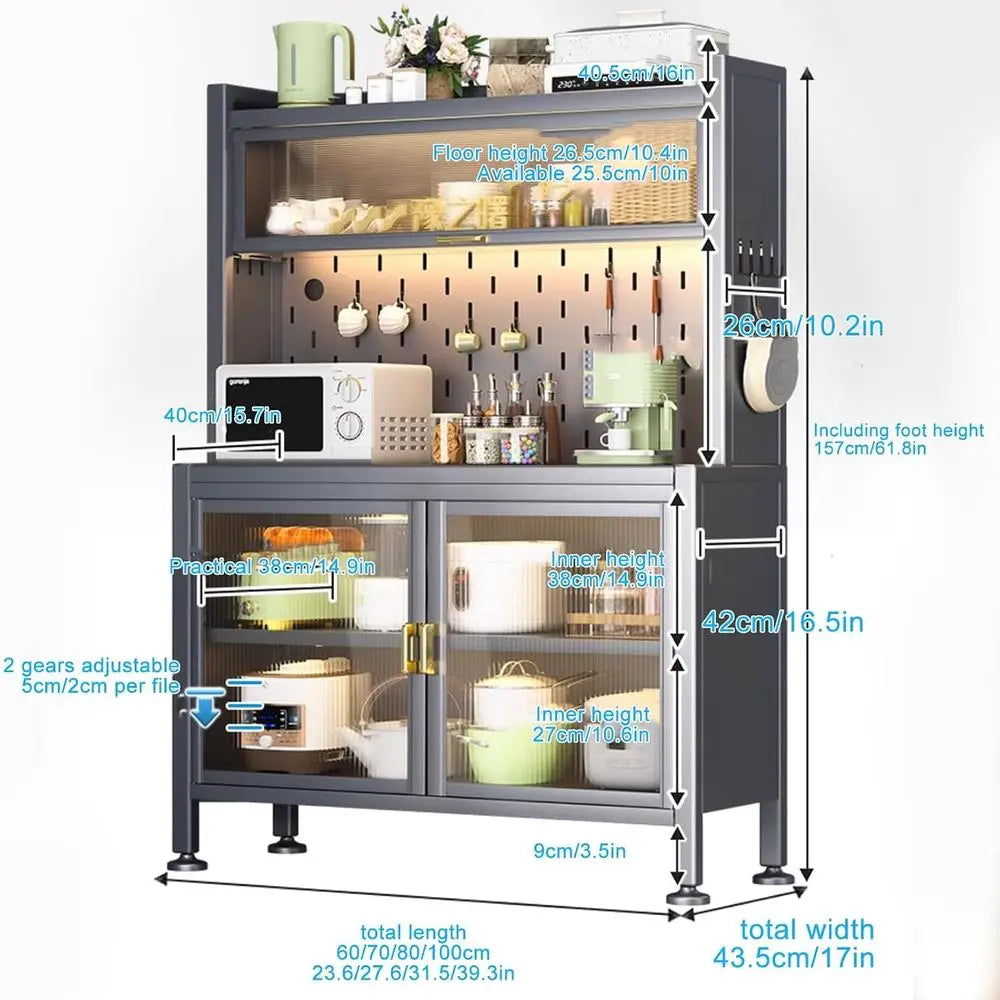 Microwave Stand with Storage Cabinet, Double Door