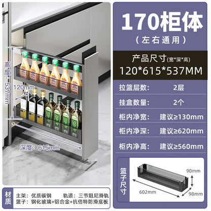 High cabinet pull basket extremely narrow kitchen