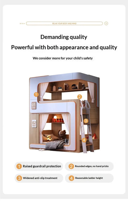 Simple Small Space Bunk Bed for Kids Floating Style