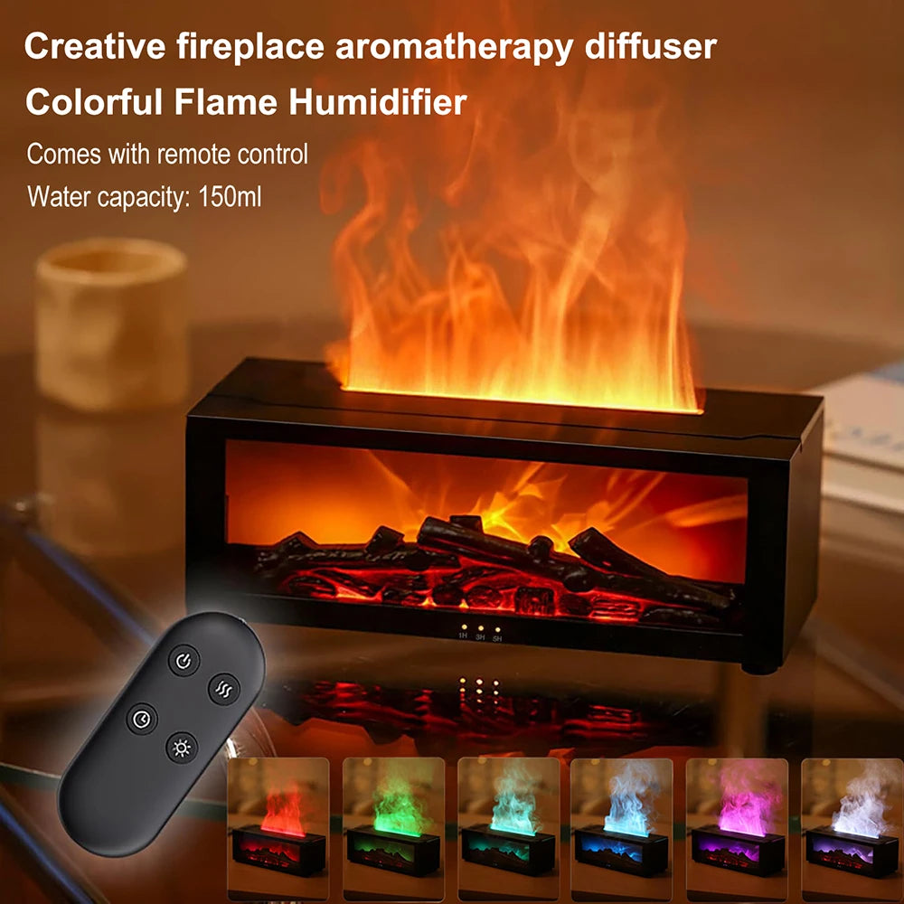 Flame Essential Oil Diffuser, 3D Flame Fireplace