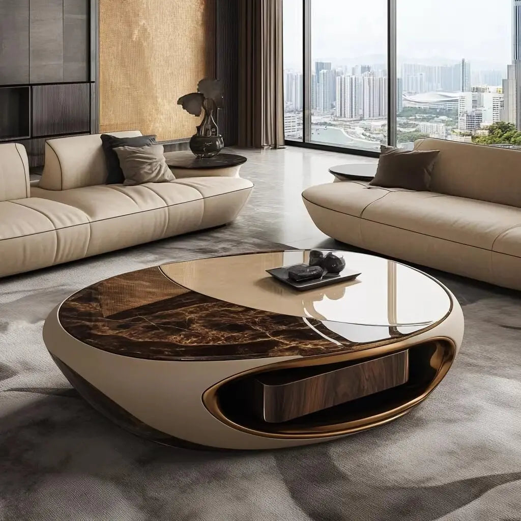 Oval Classic Living Room Coffee Tables Brown