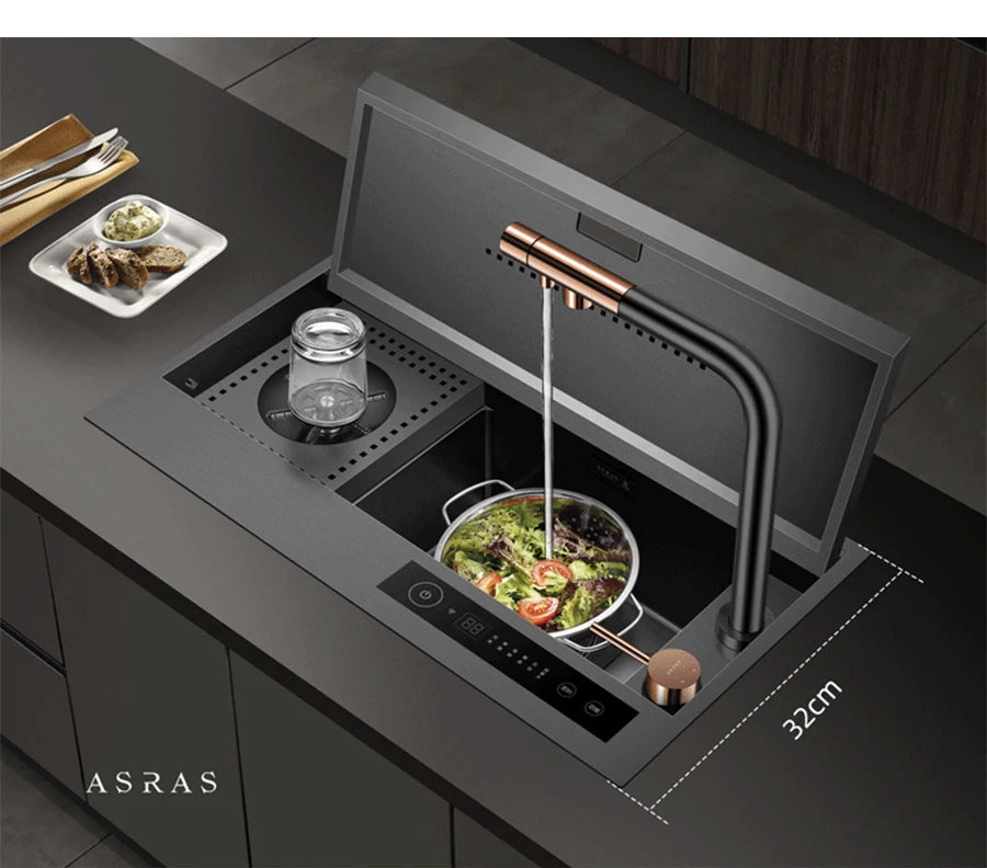 Nanometer Flip Cover Hidden Kitchen Sinks