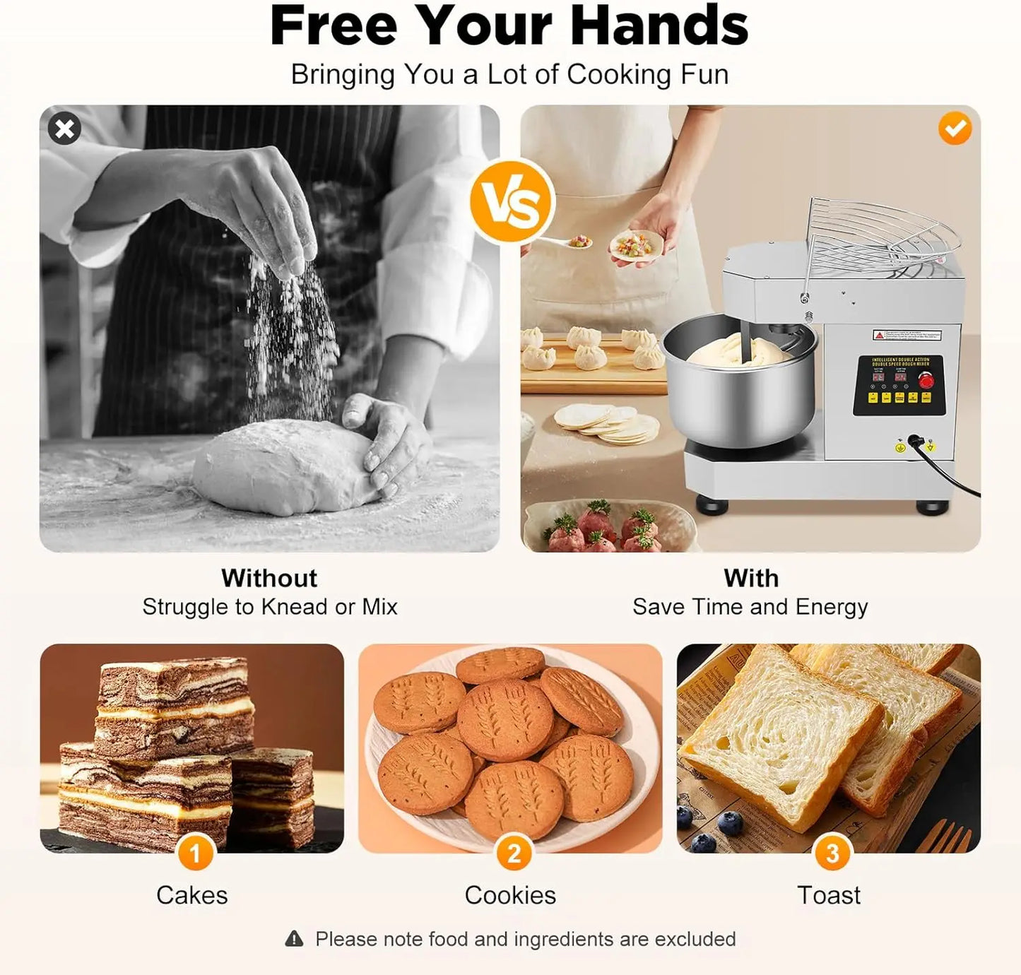 750W Rotating Food Mixer Machine for Making Bread