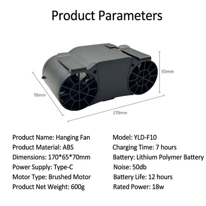 Rechargeable Waist Clip Fan 30000mAh 7 Speed