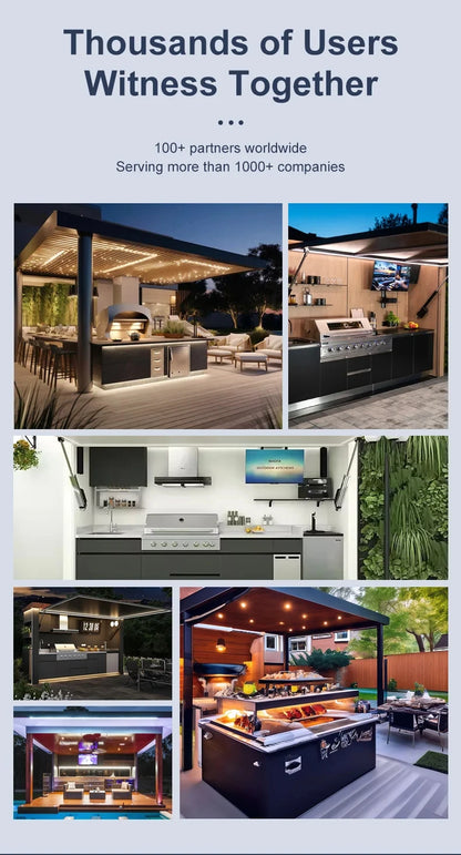 Garden Kitchen with Modular Cabinets and Grill
