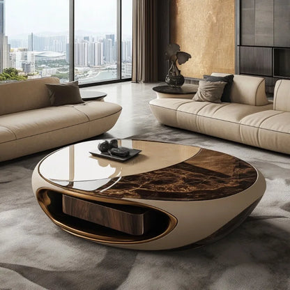 Oval Classic Living Room Coffee Tables Brown
