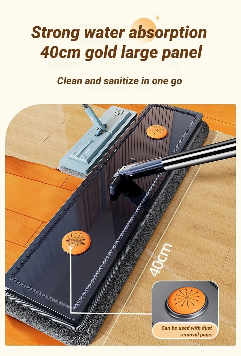 Hand Free Spin Flat Mop 40cm With Scraper