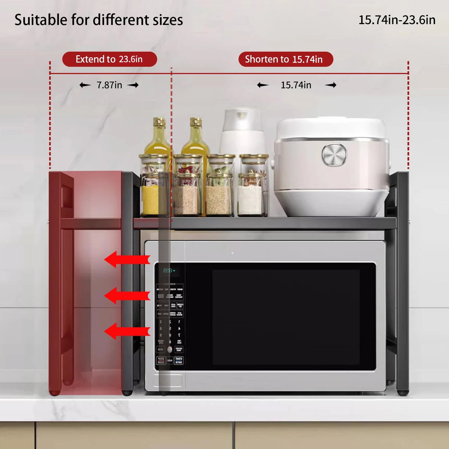 1pc Expandable 42-64cm Microwave Shelf Organizer