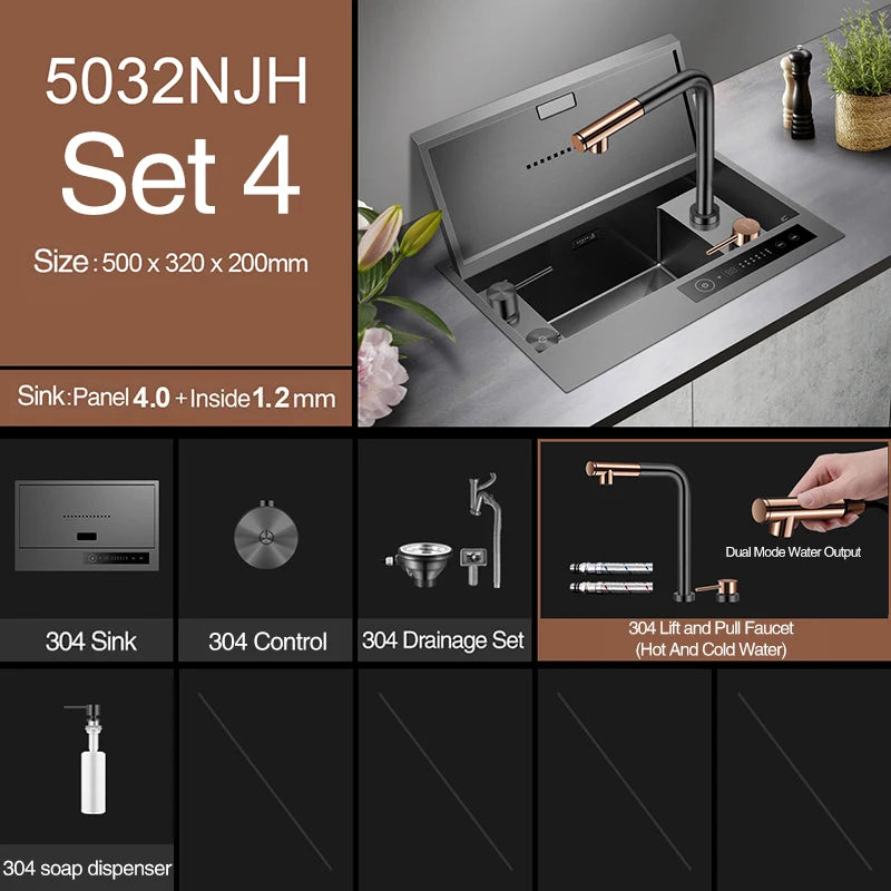 Nanometer Flip Cover Hidden Kitchen Sinks