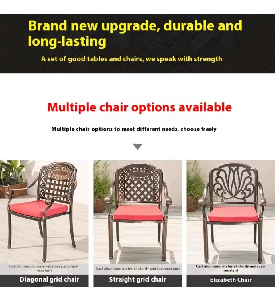 Cast Aluminum Outdoor Dining Set 6-8 Seater Table