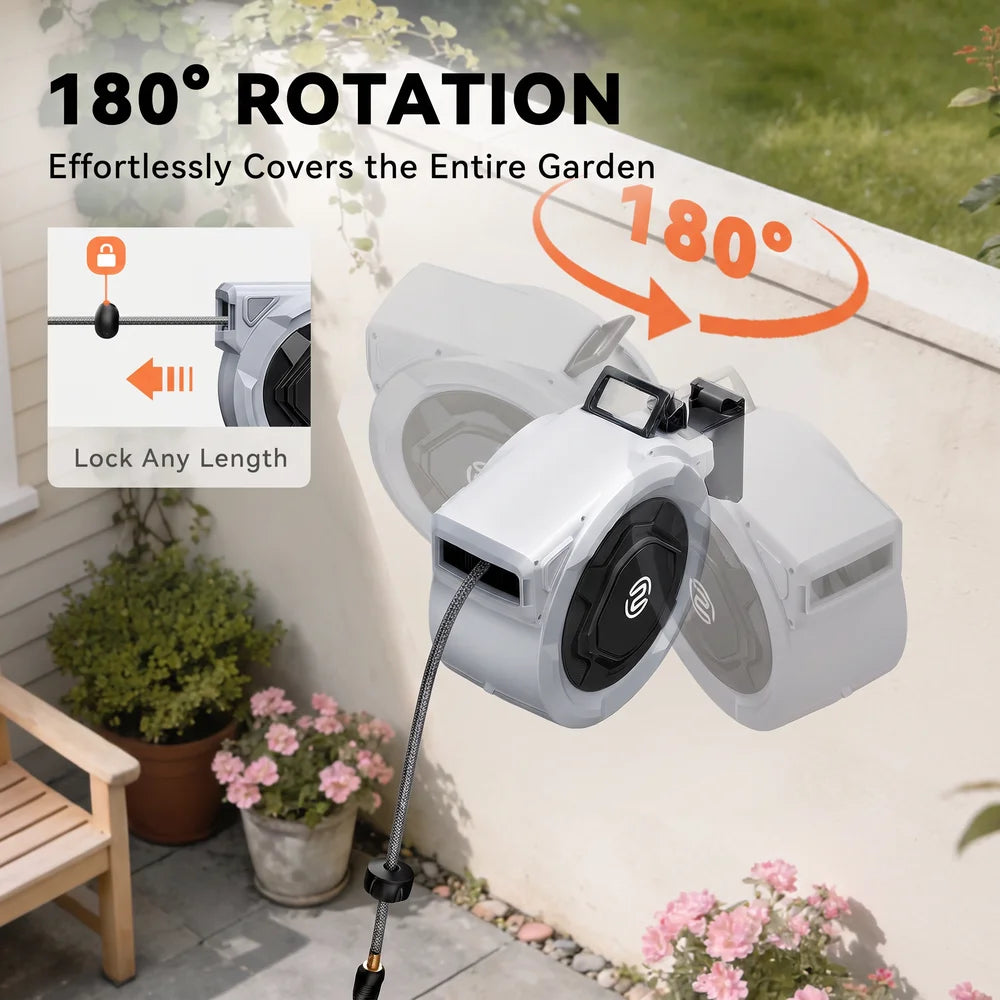 SUNPOW Retractable Garden Hose Reel,5/8in×100FT