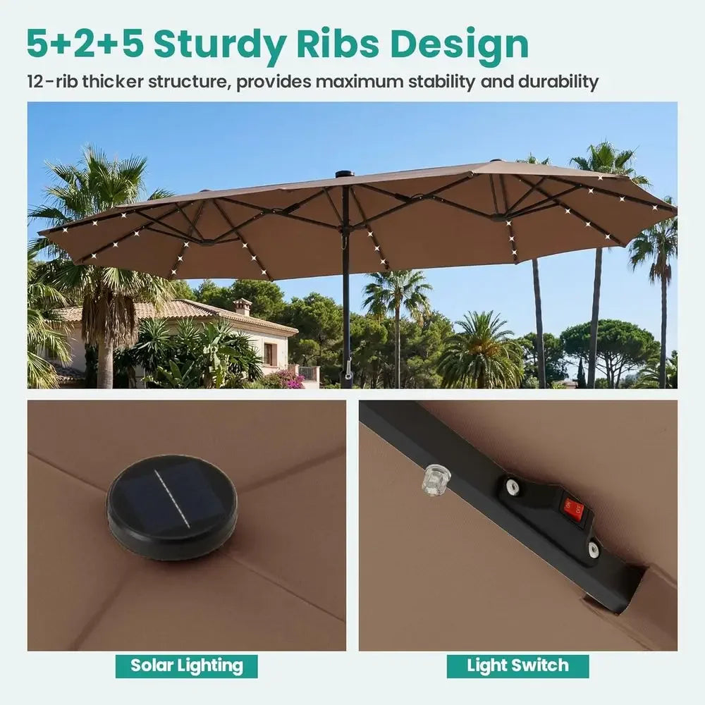 Double Sided Patio Umbrella, Outdoor Market Umbrella