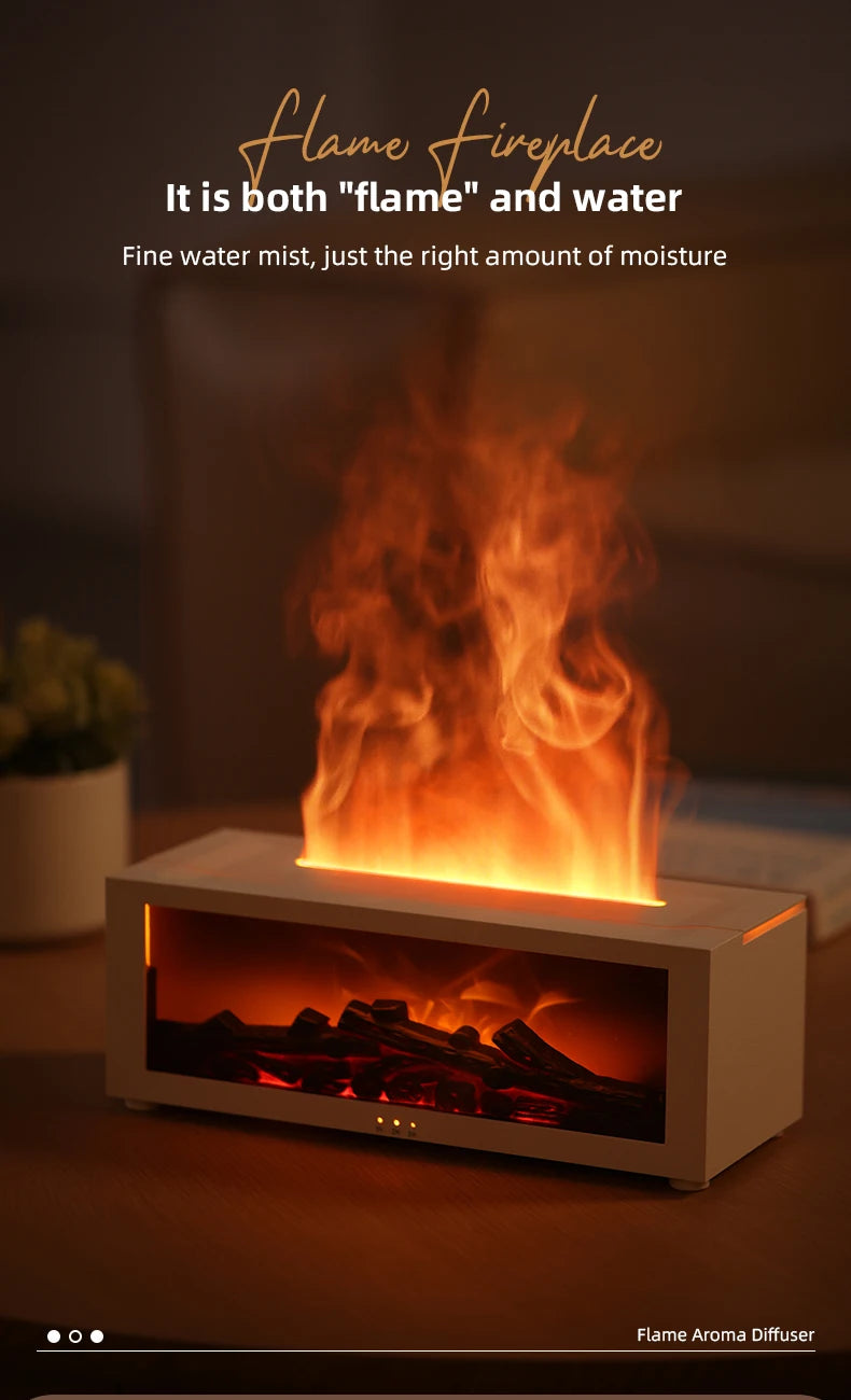 Flame Essential Oil Diffuser, 3D Flame Fireplace