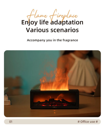 Flame Essential Oil Diffuser, 3D Flame Fireplace