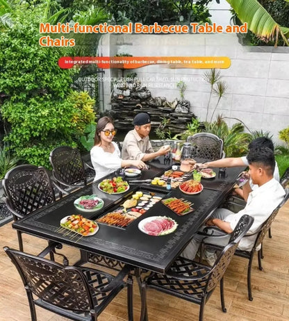Cast Aluminum Outdoor Dining Set 6-8 Seater Table