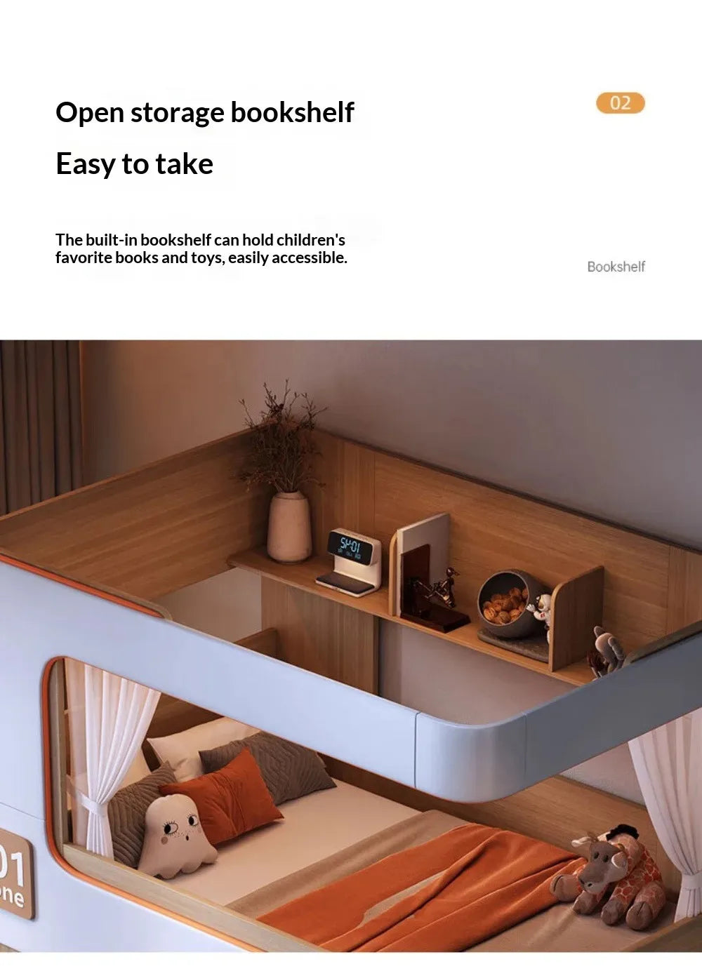 Simple Small Space Bunk Bed for Kids Floating Style