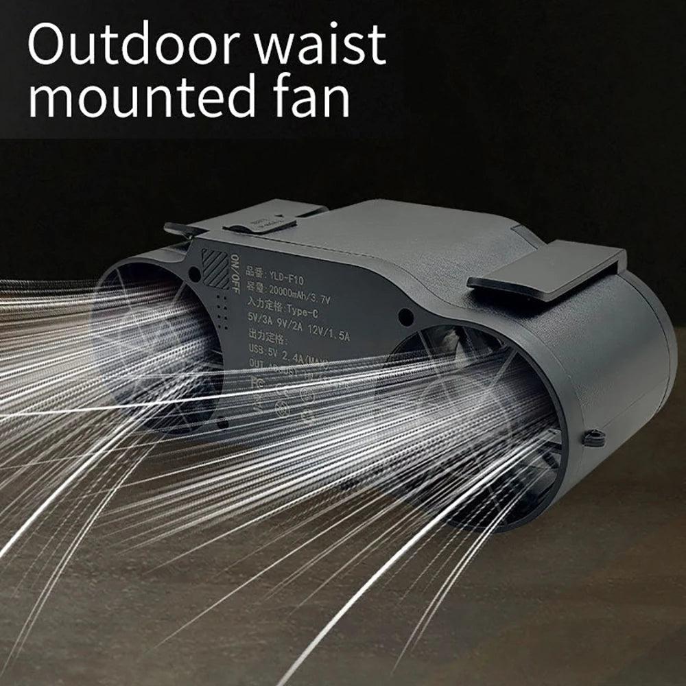 Rechargeable Waist Clip Fan 30000mAh 7 Speed
