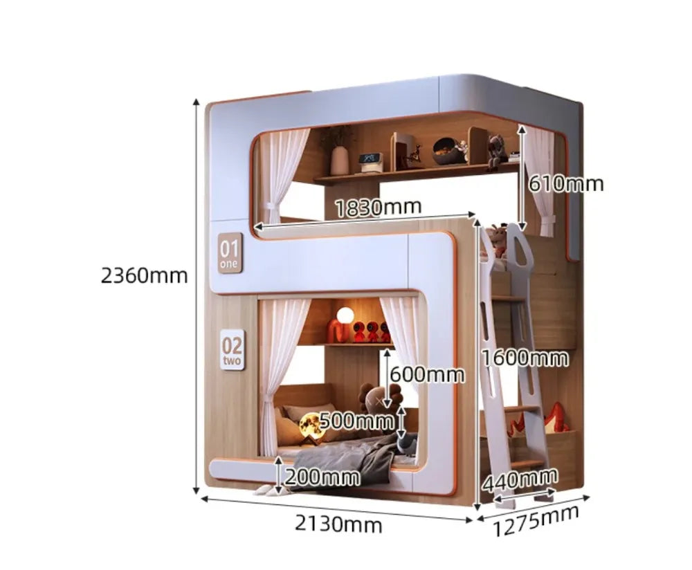 Simple Small Space Bunk Bed for Kids Floating Style