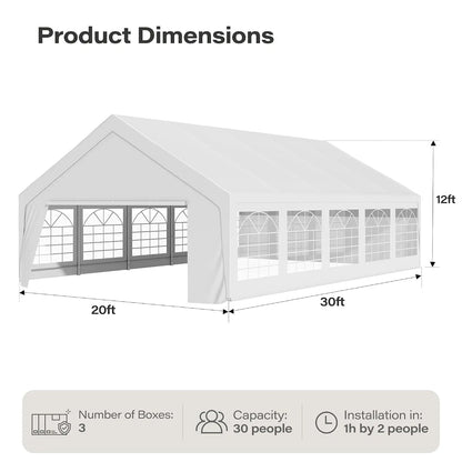 20x30 Party Tent, Heavy Duty Outdoor Canopy