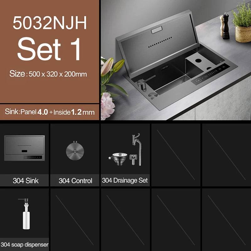 Nanometer Flip Cover Hidden Kitchen Sinks