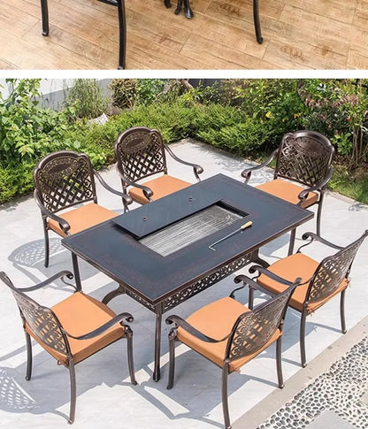 Cast Aluminum Outdoor Dining Set 6-8 Seater Table