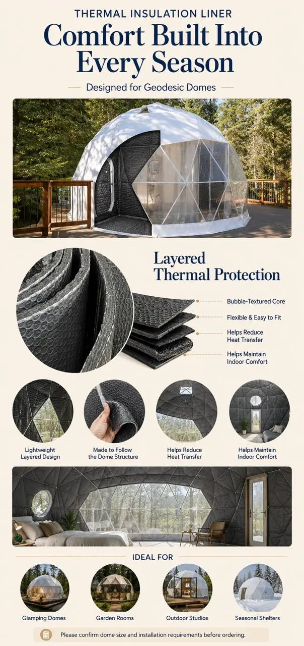 Flame retardant geodesic dome tent, aluminum foil
