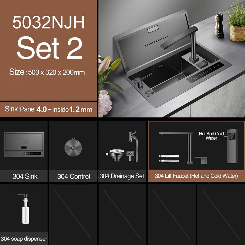 Nanometer Flip Cover Hidden Kitchen Sinks