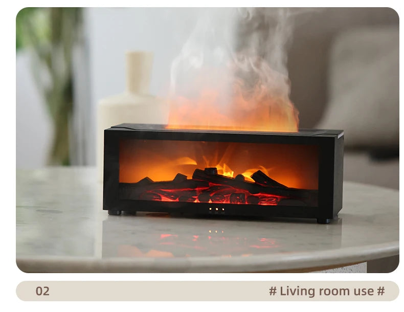 Flame Essential Oil Diffuser, 3D Flame Fireplace