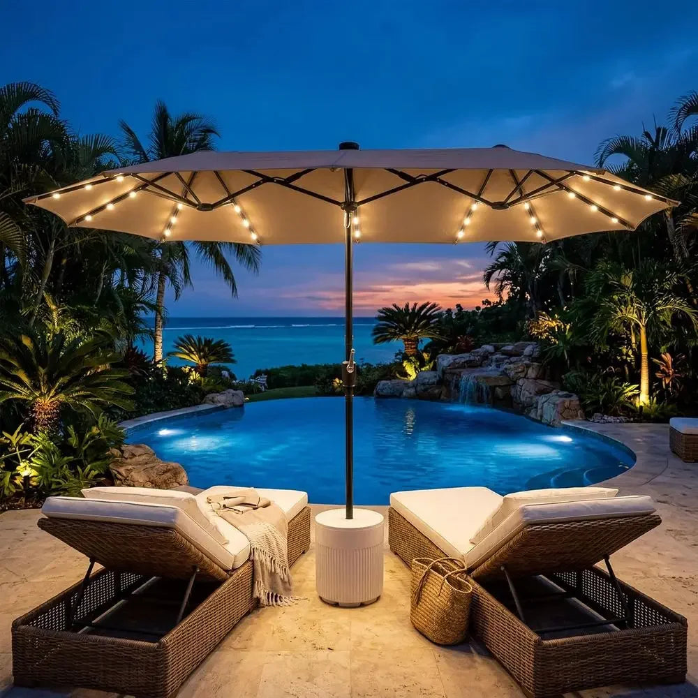 Double Sided Patio Umbrella, Outdoor Market Umbrella