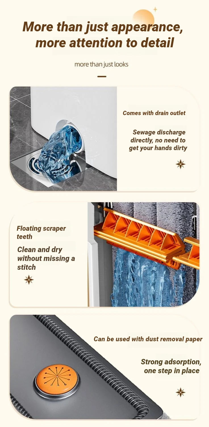 Hand Free Spin Flat Mop 40cm With Scraper