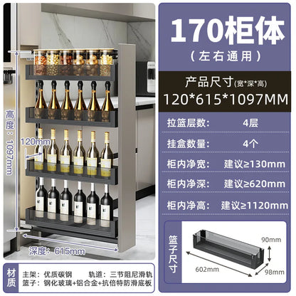 High cabinet pull basket extremely narrow kitchen