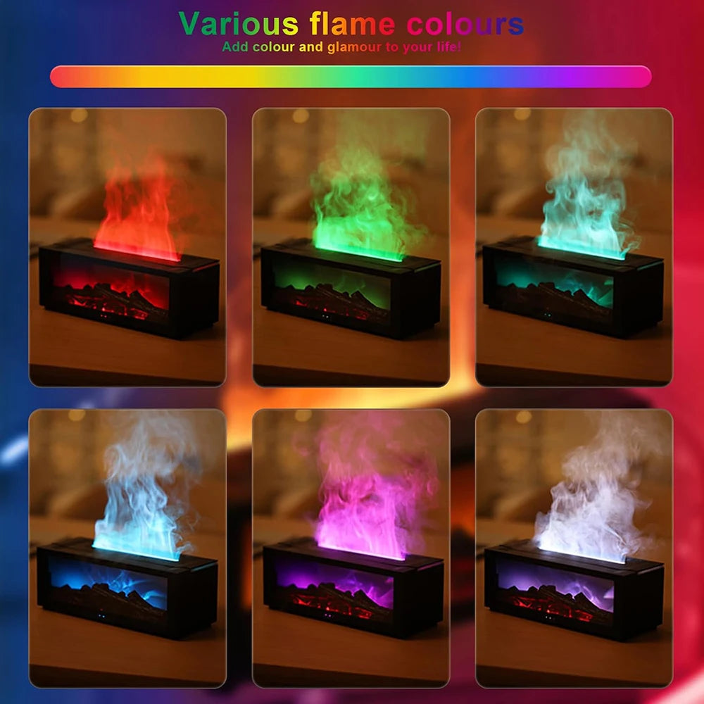Flame Essential Oil Diffuser, 3D Flame Fireplace