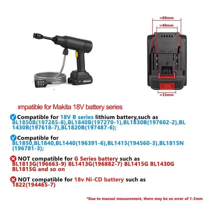 Cordless High Pressure Car Wash Gun Portable