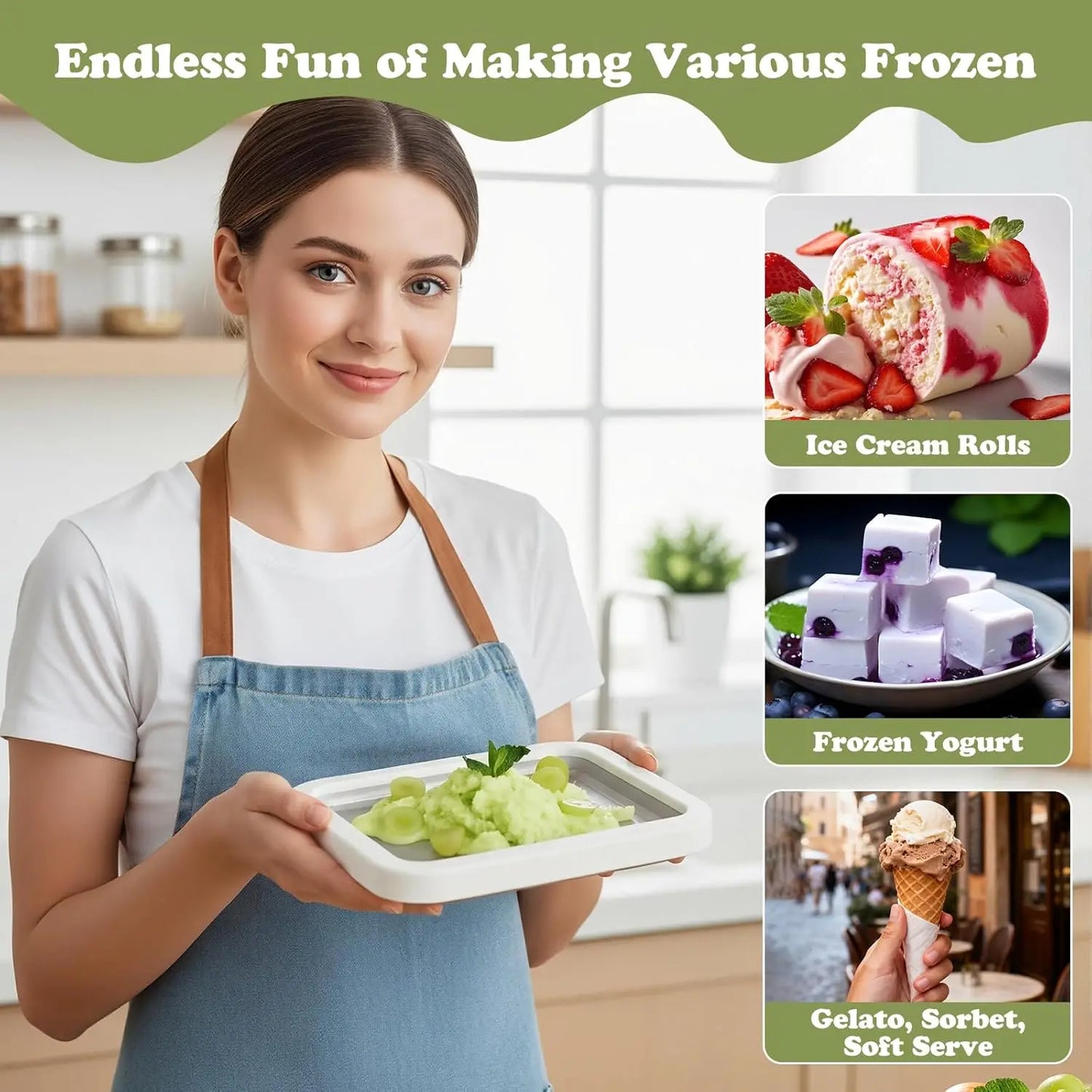 Ice Cream Roll Maker Portable Interactive 304 Stainless