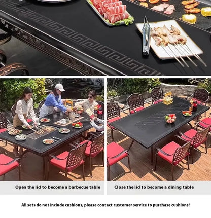 Cast Aluminum Outdoor Dining Set 6-8 Seater Table
