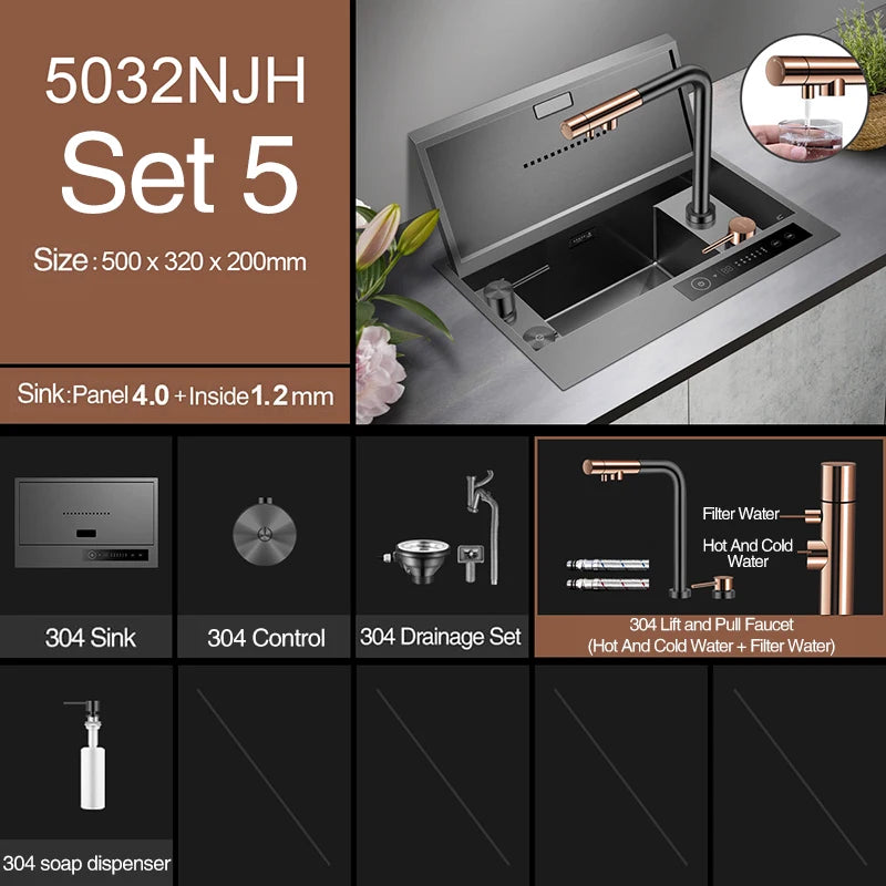 Nanometer Flip Cover Hidden Kitchen Sinks