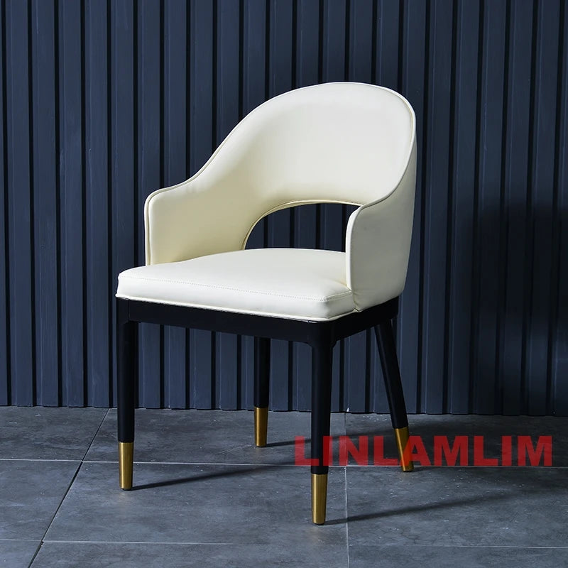 Marble Dining Table with 6 Upholstered Genuine Leather Chairs